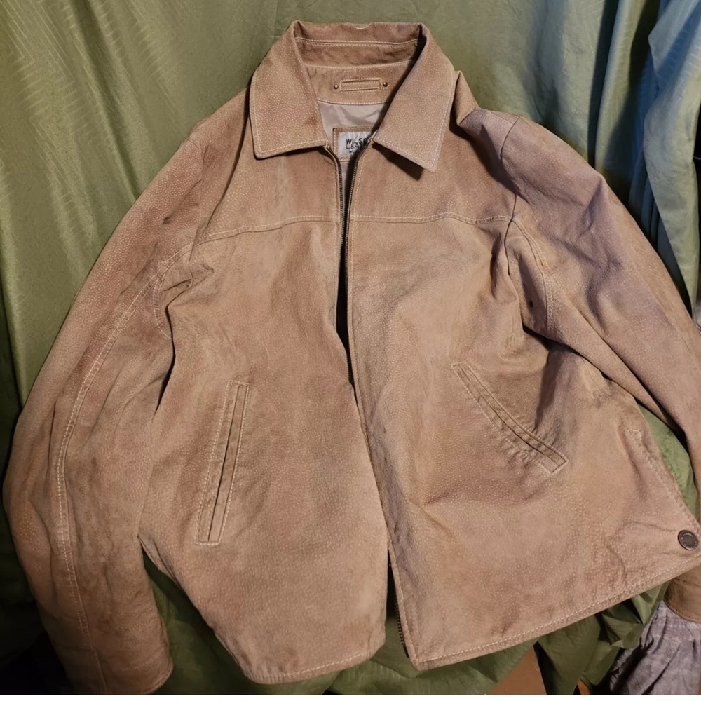 Wilsons leather M. Julian suede Leather Men's size Large zip up Tan jacket